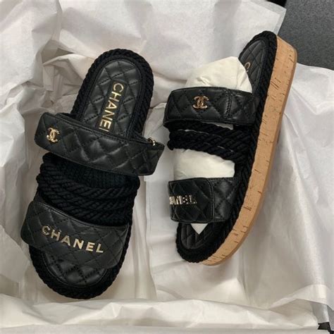 chanel gold slippers|chanel slippers price.